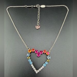 Sabika 2016 Colorful Crystal Heart Pendant Necklace 16-18”